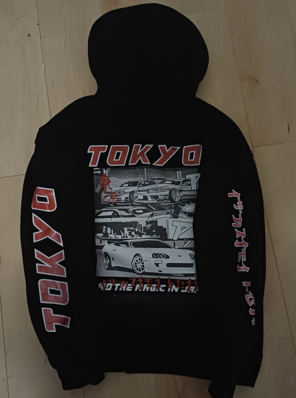 Black Hoodie with Red Tokyo Graphic